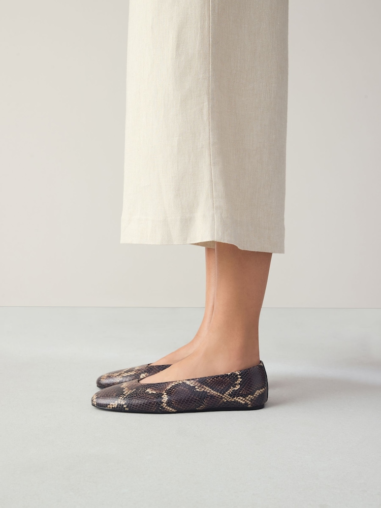 Snake Standard/Wide Fit Forever Comfort® Leather Round Toe Ballerinas - Image 2 of 10