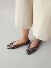 Snake Standard/Wide Fit Forever Comfort® Leather Round Toe Ballerinas - Image 3 of 10