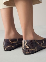Snake Standard/Wide Fit Forever Comfort® Leather Round Toe Ballerinas - Image 5 of 10