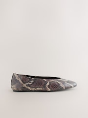 Snake Standard/Wide Fit Forever Comfort® Leather Round Toe Ballerinas - Image 6 of 10