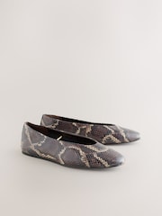 Snake Standard/Wide Fit Forever Comfort® Leather Round Toe Ballerinas - Image 7 of 10