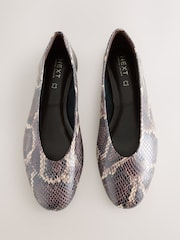 Snake Standard/Wide Fit Forever Comfort® Leather Round Toe Ballerinas - Image 8 of 10
