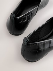 Black Croc Effect Forever Comfort® Premium Leather Pointed Toe Ballerinas - Image 10 of 11