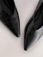 Black Croc Effect Forever Comfort® Premium Leather Pointed Toe Ballerinas - Image 11 of 11