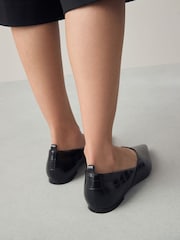 Black Croc Effect Forever Comfort® Premium Leather Pointed Toe Ballerinas - Image 2 of 11