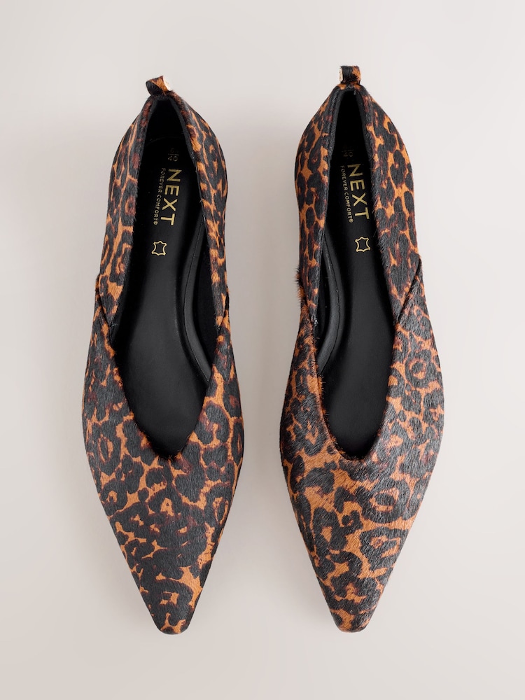 Leopard Forever Comfort® Premium Leather Pointed Toe Ballerinas - Image 1 of 5