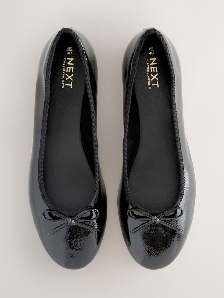 Black Patent Standard/Wide Fit Forever Comfort® Round Toe Ballerina Shoes - Image 1 of 5