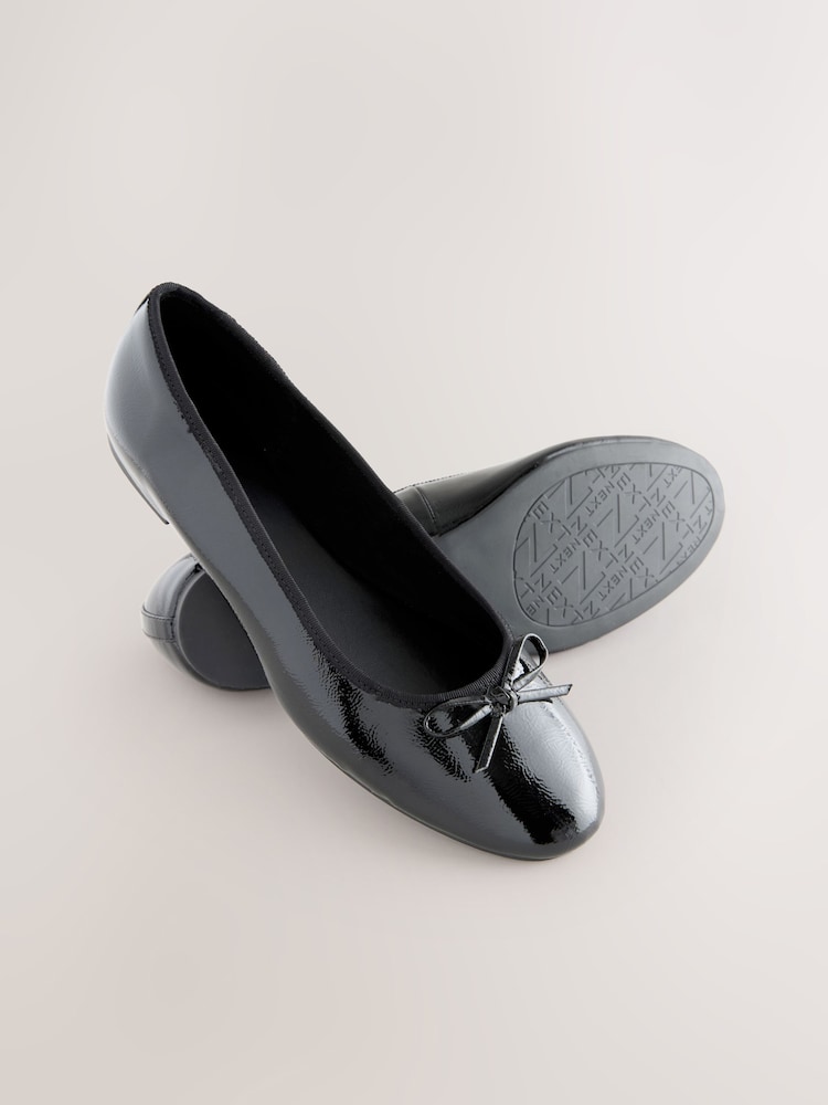 Black Patent Standard/Wide Fit Forever Comfort® Round Toe Ballerina Shoes - Image 5 of 5 Black Patent Standard/Wide Fit Forever Comfort® Round Toe Ballerina Shoes - Image 5 of 5
