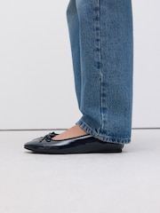 Navy Patent Standard/Wide Fit Forever Comfort® Round Toe Ballerina Shoes - Image 1 of 8