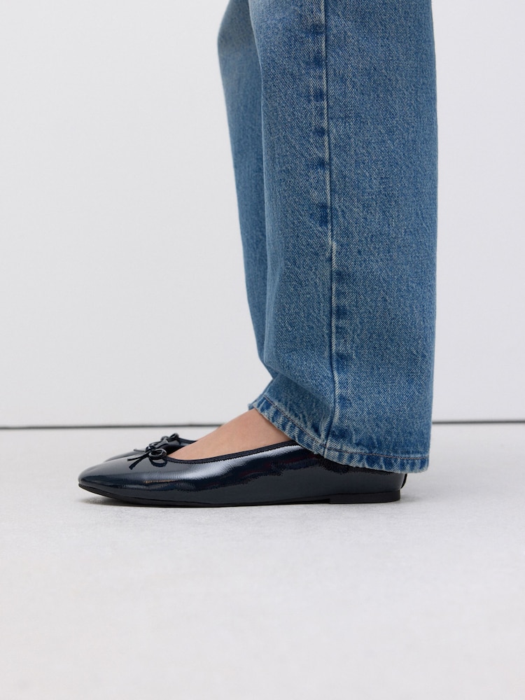 Navy Patent Standard/Wide Fit Forever Comfort® Round Toe Ballerina Shoes - Image 1 of 8