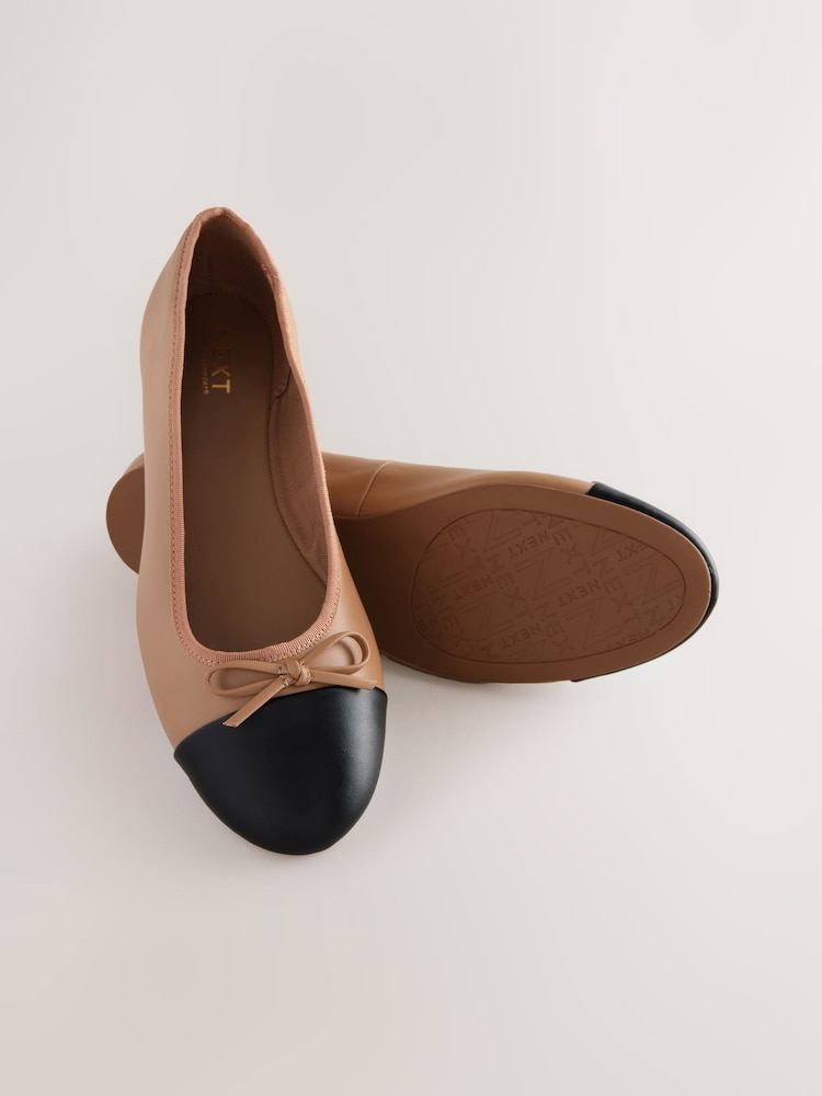 Buy Beige Standard/Wide Fit Round Toe Ballerina Shoes from Next USA