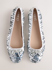 Silver Sequin Standard/Wide Fit Forever Comfort® Round Toe Ballerina Shoes - Image 1 of 5