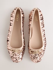 Rose Gold Sequin Standard/Wide Fit Forever Comfort® Round Toe Ballerina Shoes - Image 1 of 5