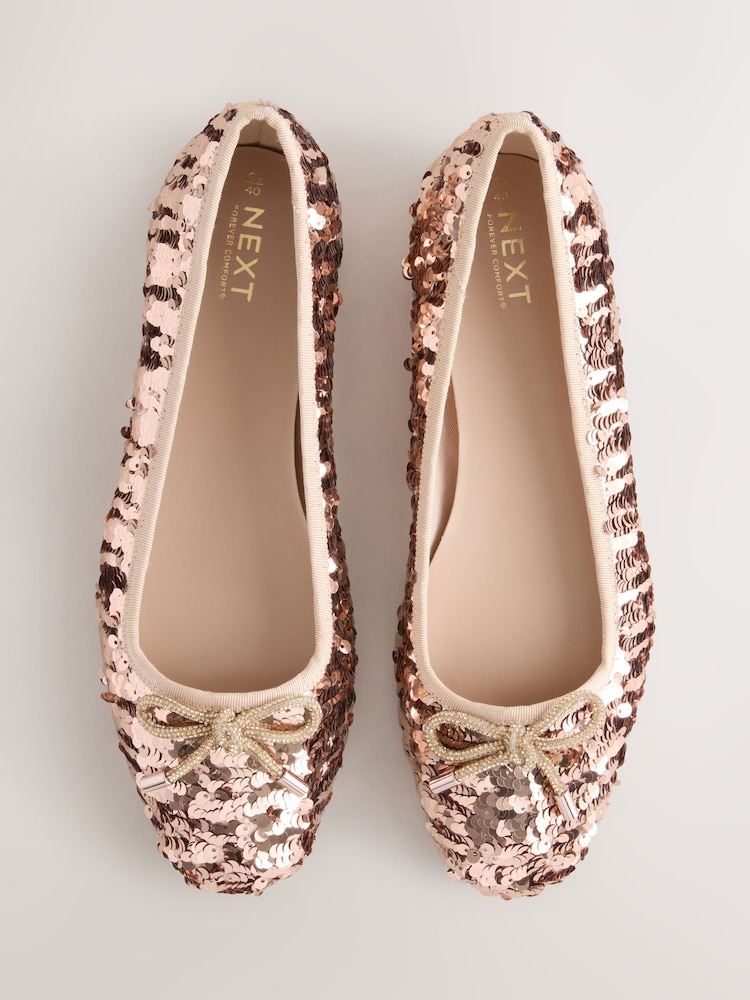Roségold/Pailletten - Forever Comfort® Round Toe Ballerina Shoes - Bild 1 von 5 Roségold/Pailletten - Forever Comfort® Round Toe Ballerina Shoes - Bild 1 von 5