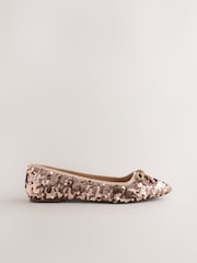 Rose Gold Sequin Standard/Wide Fit Forever Comfort® Round Toe Ballerina Shoes - Image 3 of 5