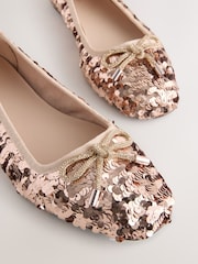 Rose Gold Sequin Standard/Wide Fit Forever Comfort® Round Toe Ballerina Shoes - Image 4 of 5