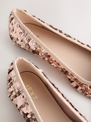 Rose Gold Sequin Standard/Wide Fit Forever Comfort® Round Toe Ballerina Shoes - Image 5 of 5