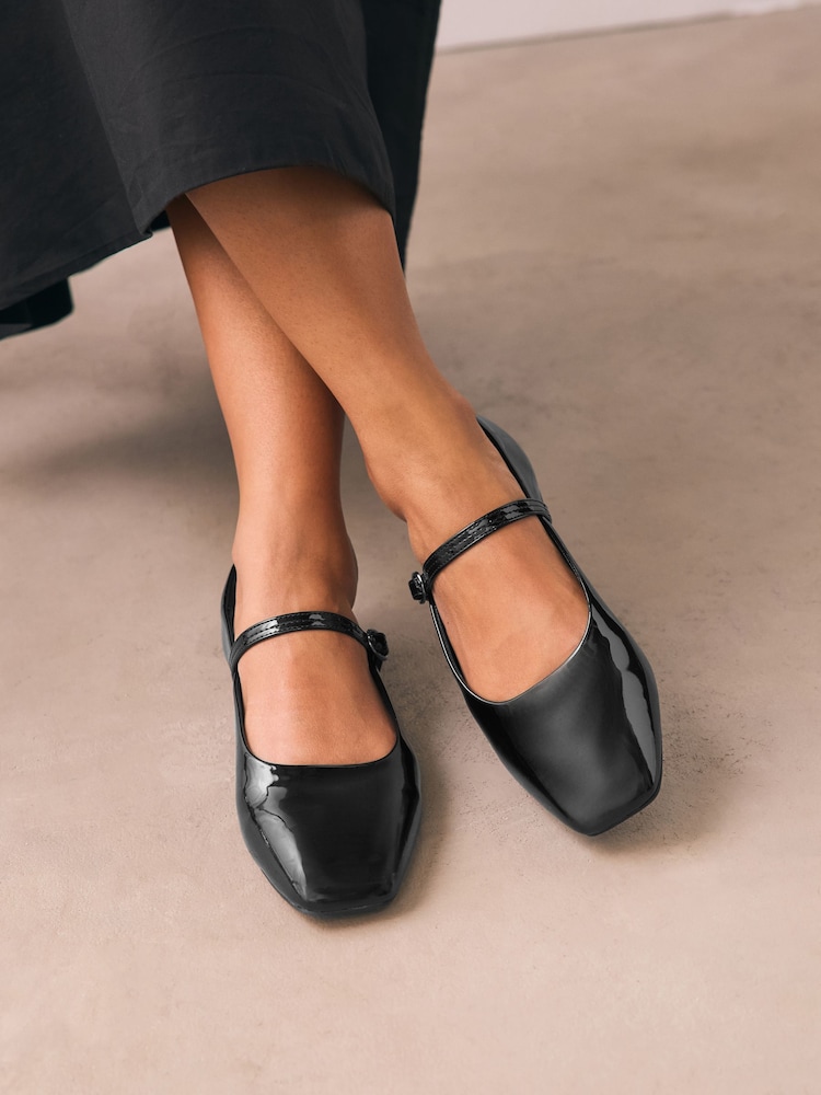Black Patent Forever Comfort® Square Toe Mary Jane Shoes - Image 1 of 7