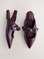 Burgundy Red Forever Comfort® Pointed Toe Bow Slingback Flat Shoes - Image 1 of 5