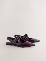 Burgundy Red Forever Comfort® Pointed Toe Bow Slingback Flat Shoes - Image 2 of 5