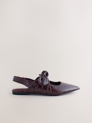 Burgundy Red Forever Comfort® Pointed Toe Bow Slingback Flat Shoes - Image 3 of 5