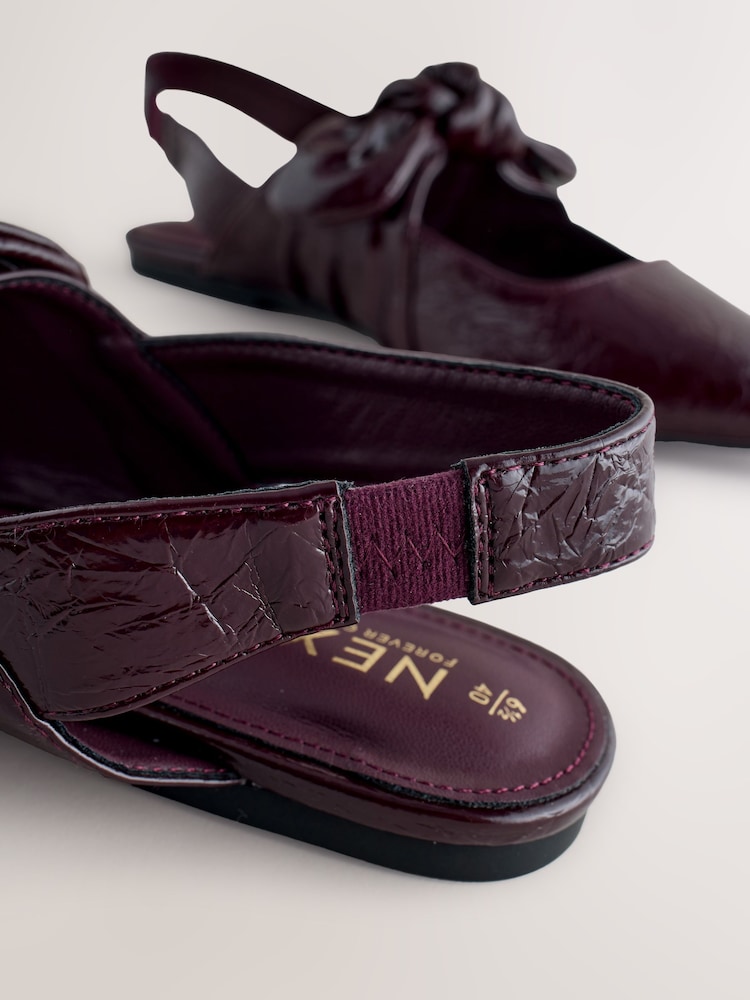 Burgundy Red Forever Comfort® Pointed Toe Bow Slingback Flat Shoes - Image 5 of 5