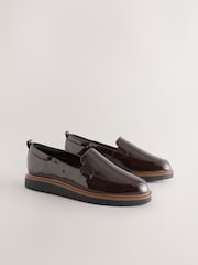 بني لامع - Extra Wide Fit Forever Comfort® Slip On Clean Chunky Sole Loafers - صورة 2 من 5