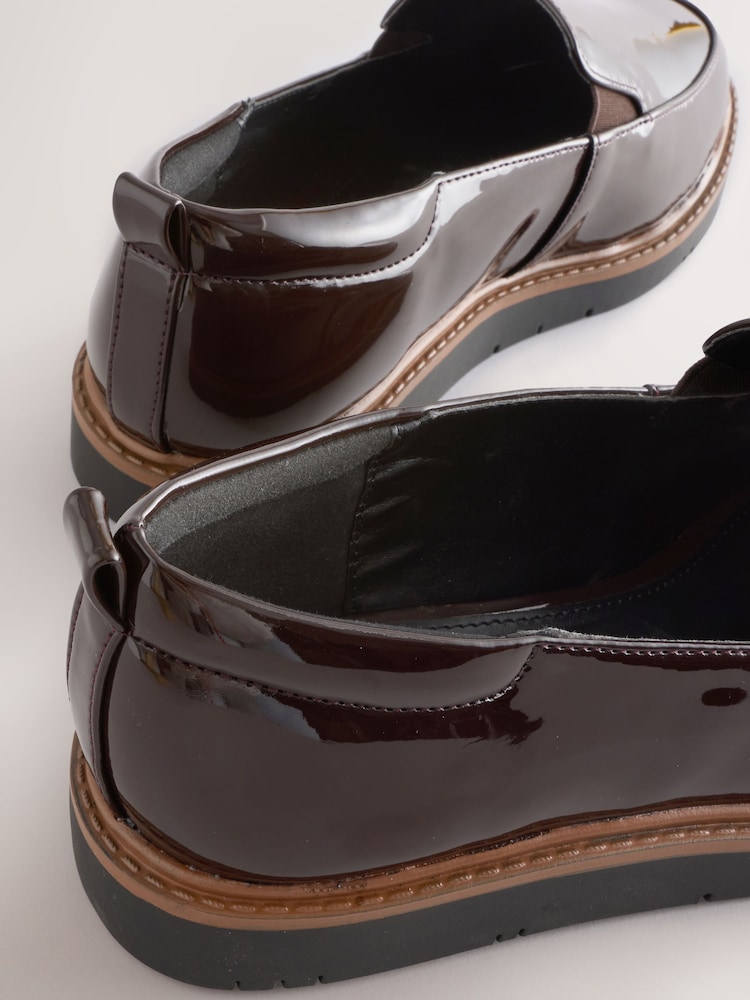 بني لامع - Extra Wide Fit Forever Comfort® Slip On Clean Chunky Sole Loafers - صورة 5 من 5