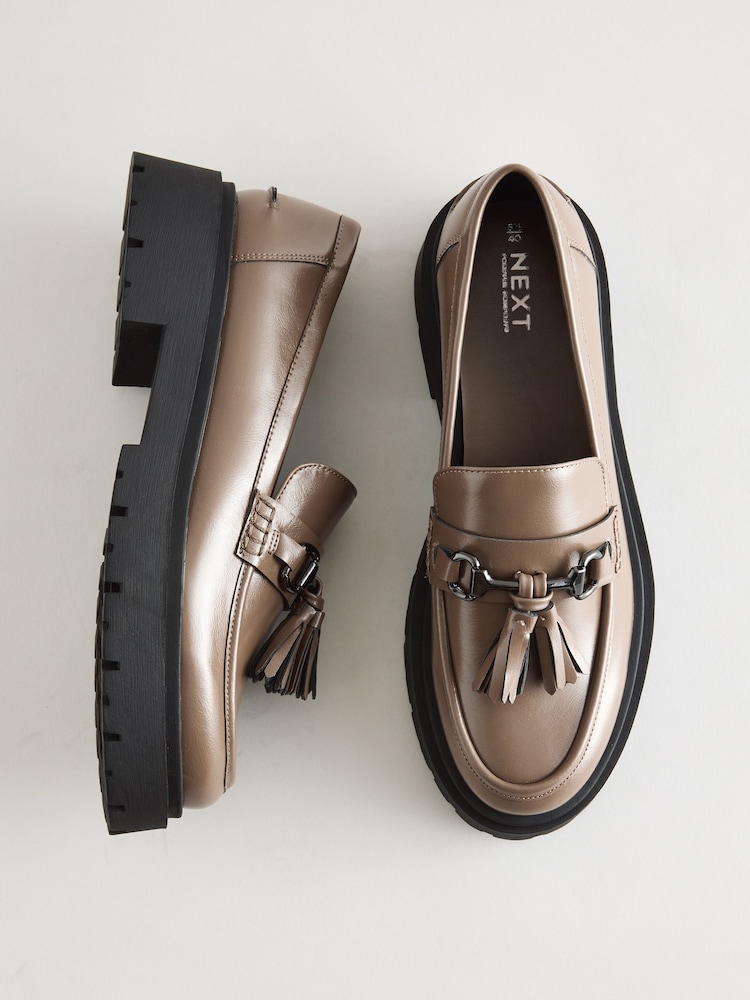 Mocha Brown Forever Comfort Chunky Platform Tassel Loafers - Image 1 of 5