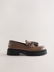 Mocha Brown Forever Comfort Chunky Platform Tassel Loafers - Image 2 of 5