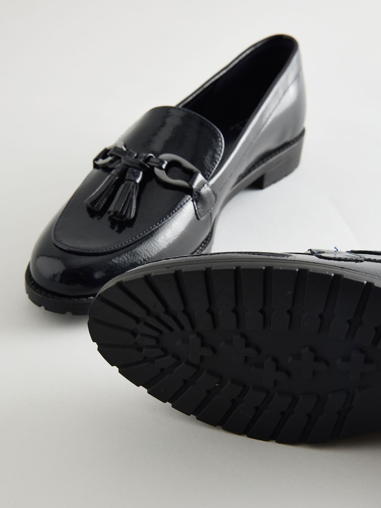 Navy Patent Forever Comfort Patent Tassel Hardware Detail Loafers - Image 6 of 6