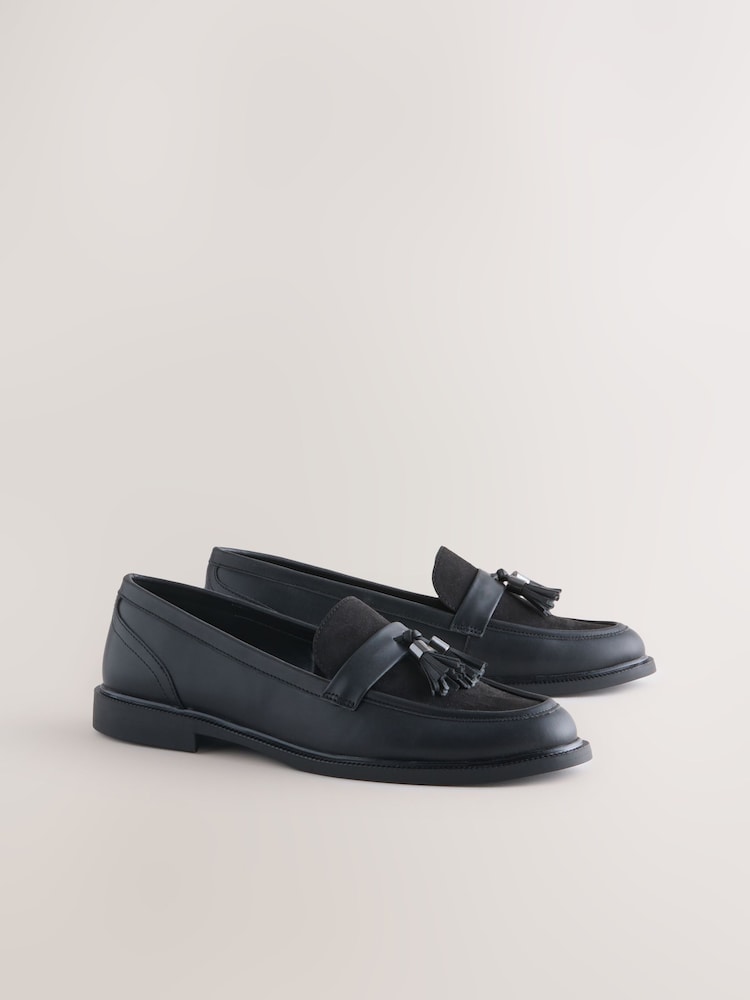 Black Forever Comfort Tassel Round Toe Loafers - Image 2 of 5