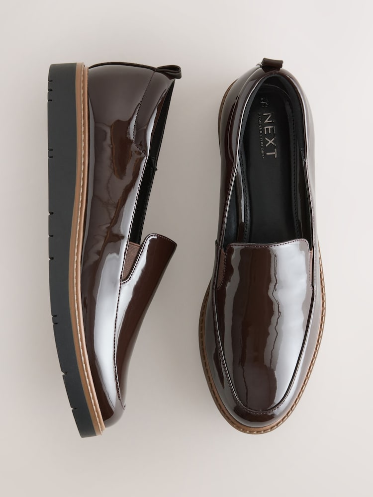 Charol en marrón - Extra Wide Fit Forever Comfort® Slip On Clean Chunky Sole Loafers - Imagen 1 de 10