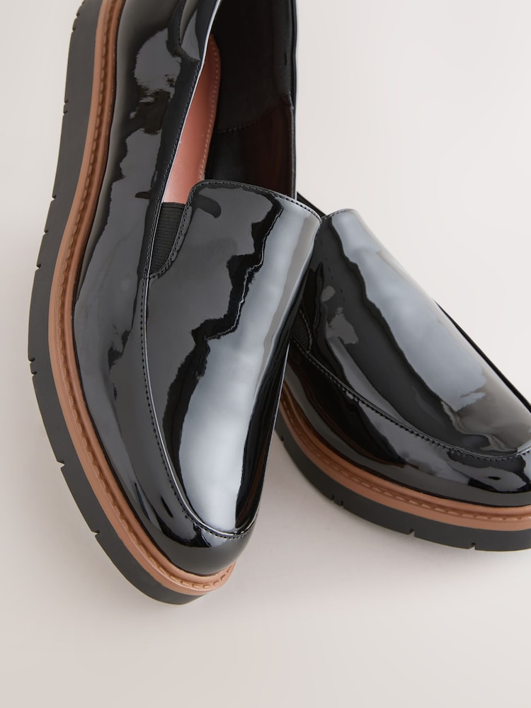 Black Patent Forever Comfort® Slip On Clean Chunky Sole Loafers - Image 5 of 5