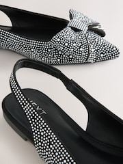 Black Heatseal Forever Comfort® Point Toe Bow Slingback Flat Shoes - Image 3 of 11