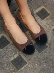 Chocolate Brown Standard/Wide Fit Round Toe Ballerina Shoes - Image 4 of 8