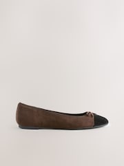 Chocolate Brown Standard/Wide Fit Round Toe Ballerina Shoes - Image 6 of 8
