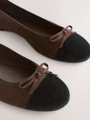 Chocolate Brown Standard/Wide Fit Round Toe Ballerina Shoes - Image 7 of 8
