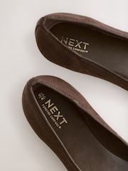 Chocolate Brown Standard/Wide Fit Round Toe Ballerina Shoes - Image 8 of 8