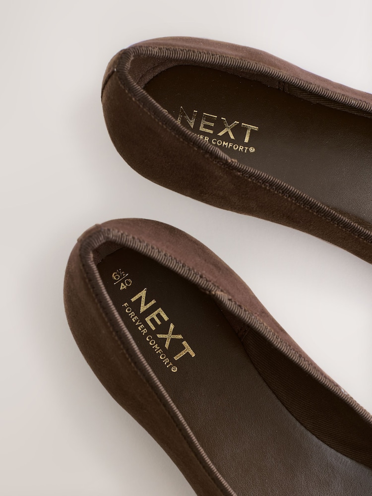 Chocolate Brown Standard/Wide Fit Round Toe Ballerina Shoes - Image 8 of 8