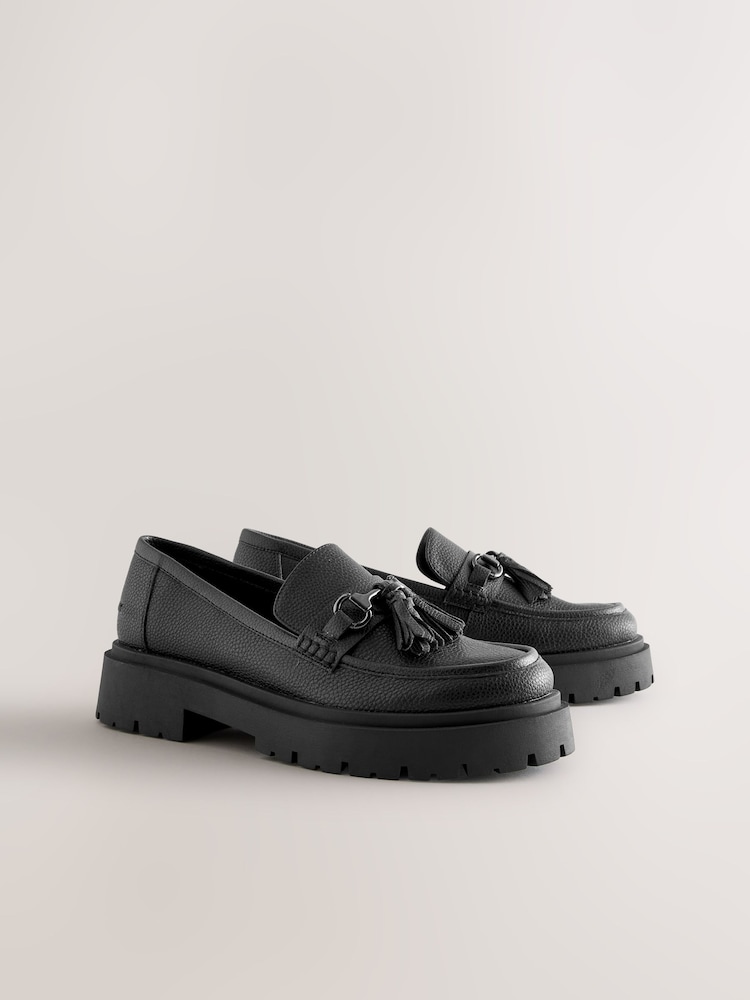 Black Forever Comfort Chunky Platform Tassel Loafers - Image 2 of 6