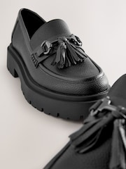 Black Forever Comfort Chunky Platform Tassel Loafers - Image 4 of 6