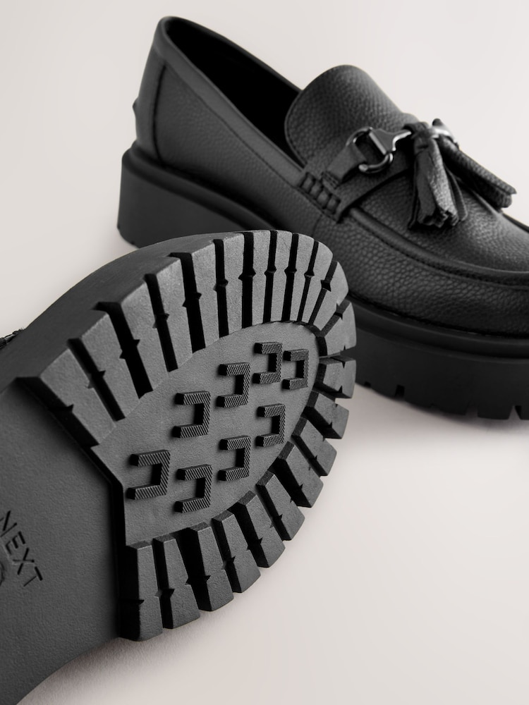 Black Forever Comfort Chunky Platform Tassel Loafers - Image 6 of 6