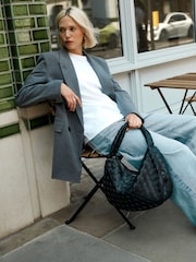 أسود - Signature Premium Leather Weave Footbed Mules - صورة 3 من 4