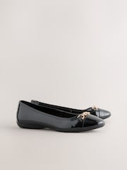 Black Forever Comfort® Chain Hardware Ballerina Flats - Image 2 of 5
