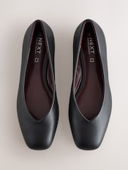 Black Forever Comfort® Leather Square Toe Ballerina Flats - Image 11 of 11
