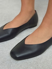 Black Forever Comfort® Leather Square Toe Ballerina Flats - Image 5 of 11