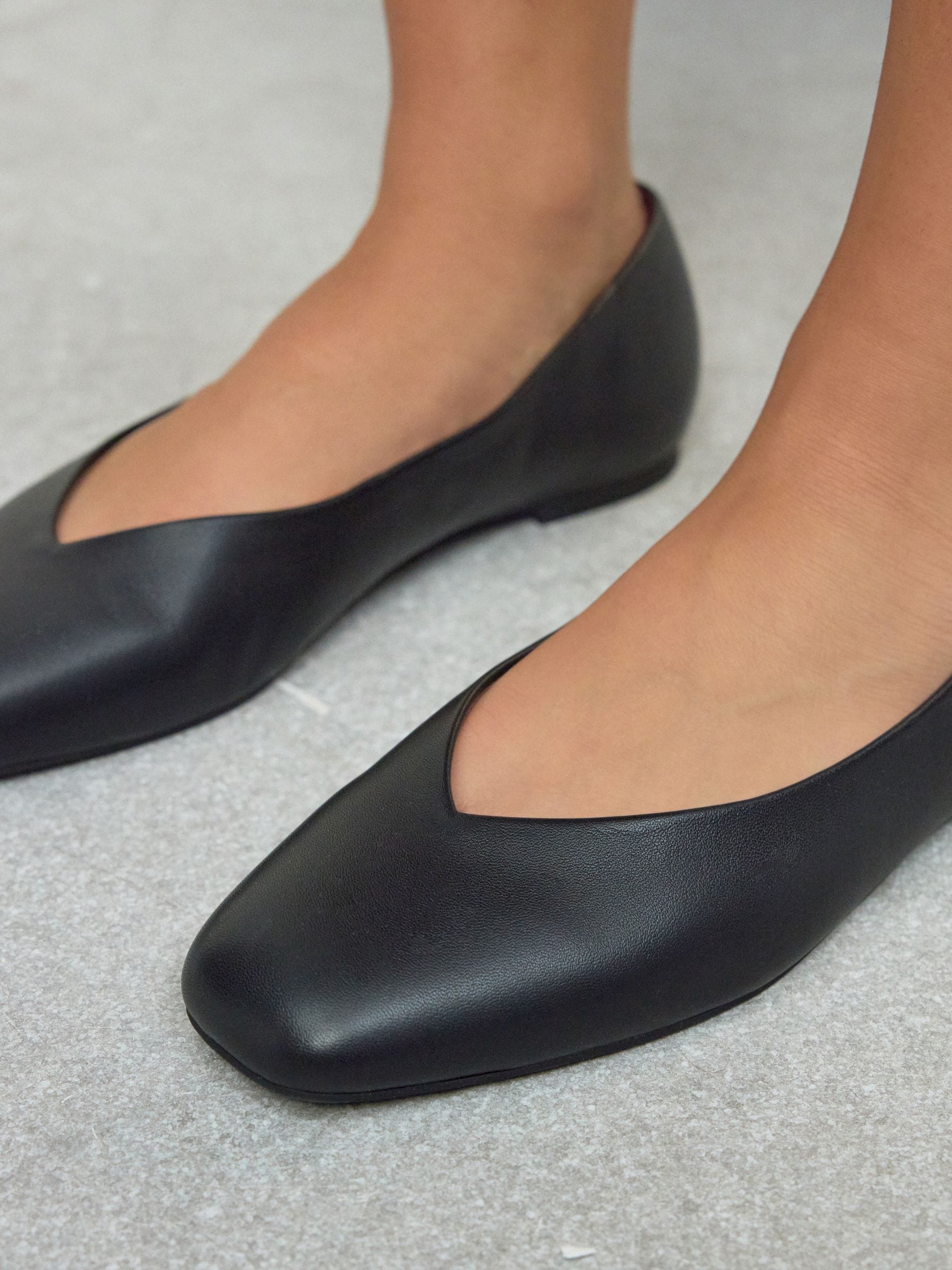 Buy Black Forever Comfort® Leather Square Toe Ballerina Flats from
