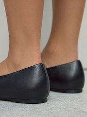 Black Forever Comfort® Leather Square Toe Ballerina Flats - Image 6 of 11