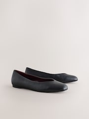 Black Forever Comfort® Leather Square Toe Ballerina Flats - Image 7 of 11